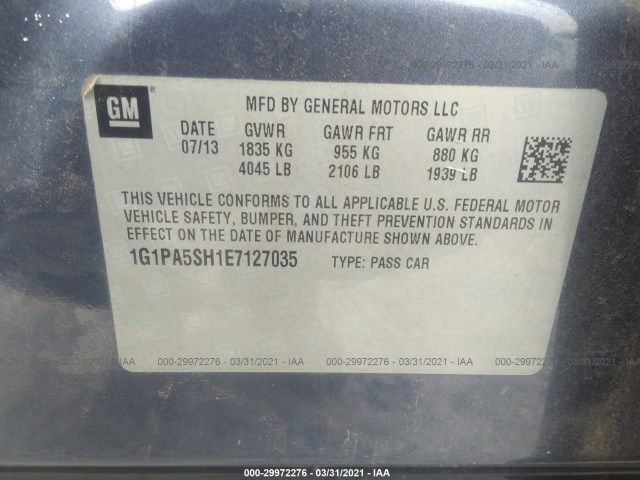 Photo 8 VIN: 1G1PA5SH1E7127035 - CHEVROLET CRUZE 