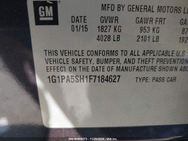 Photo 8 VIN: 1G1PA5SH1F7184627 - CHEVROLET CRUZE 