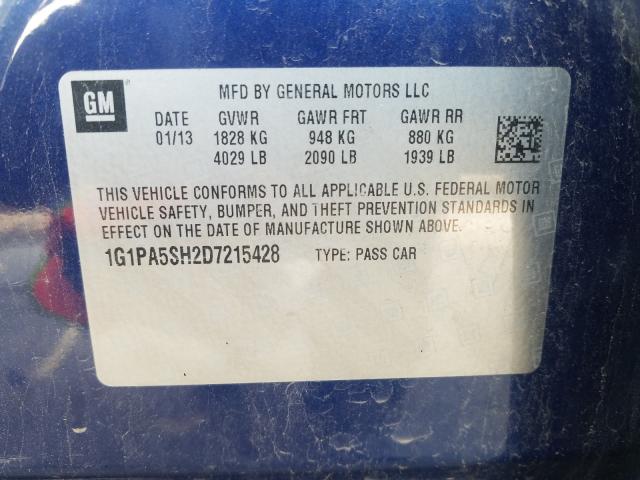 Photo 9 VIN: 1G1PA5SH2D7215428 - CHEVROLET CRUZE LS 