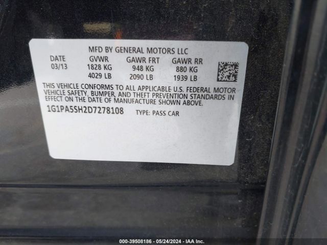 Photo 8 VIN: 1G1PA5SH2D7278108 - CHEVROLET CRUZE 