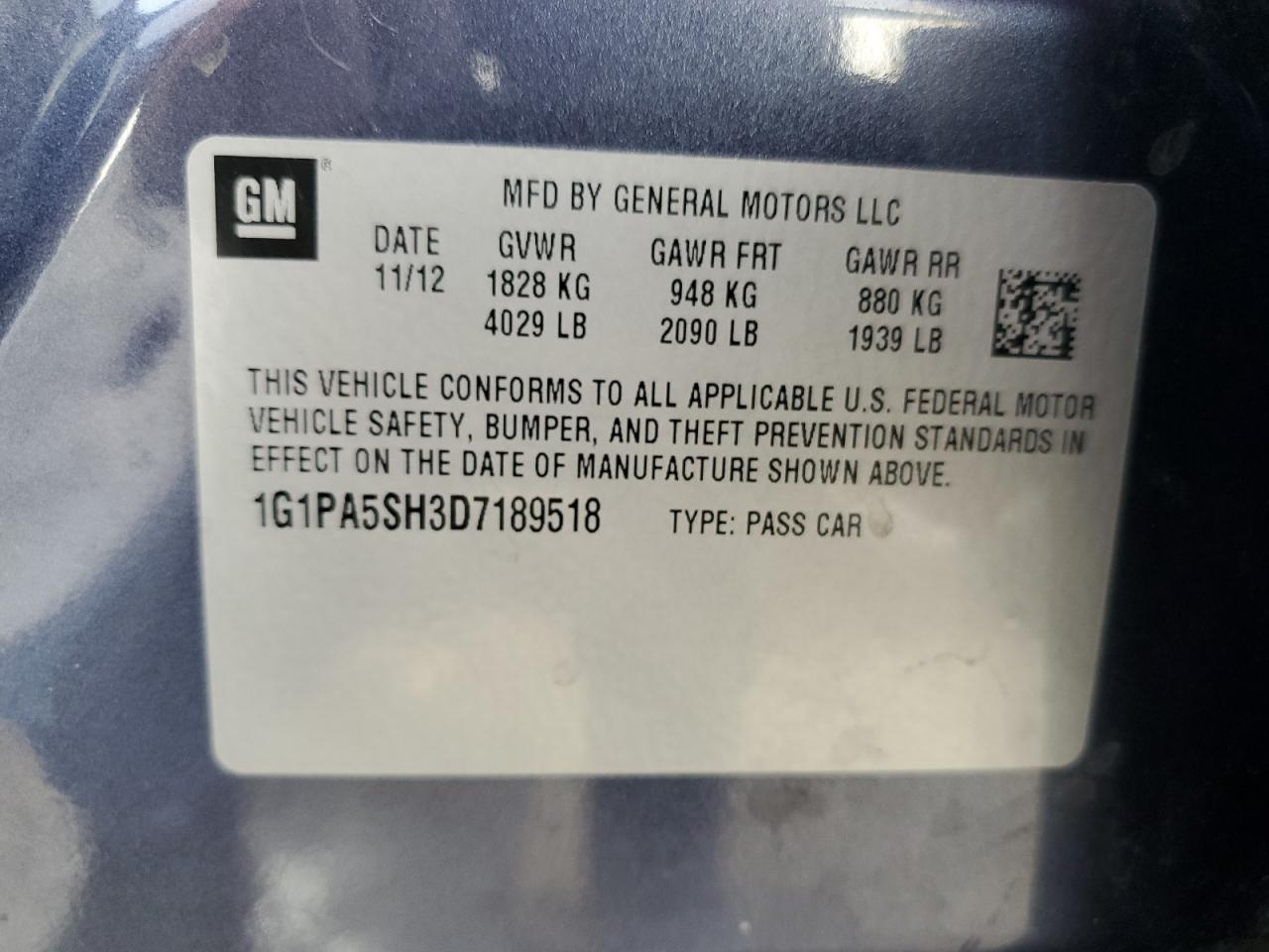 Photo 11 VIN: 1G1PA5SH3D7189518 - CHEVROLET CRUZE 