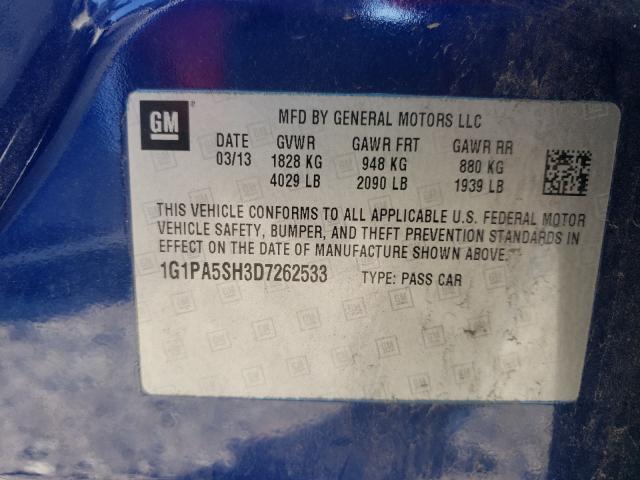 Photo 9 VIN: 1G1PA5SH3D7262533 - CHEVROLET CRUZE LS 