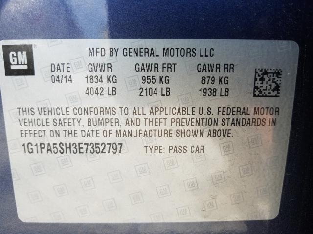 Photo 9 VIN: 1G1PA5SH3E7352797 - CHEVROLET CRUZE LS 