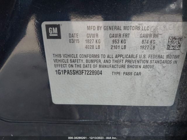 Photo 8 VIN: 1G1PA5SH3F7228904 - CHEVROLET CRUZE 