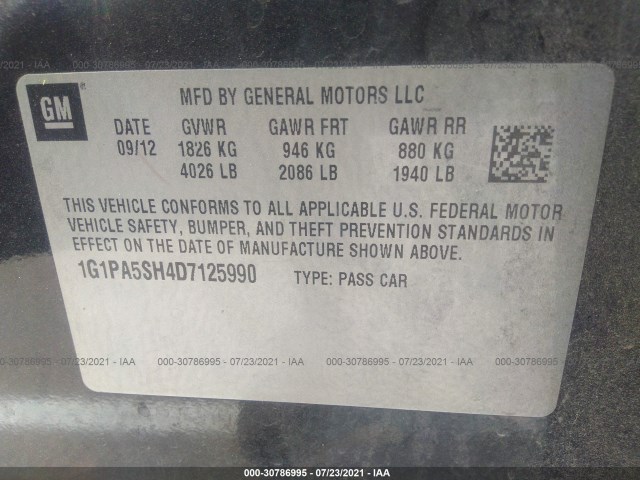 Photo 8 VIN: 1G1PA5SH4D7125990 - CHEVROLET CRUZE 