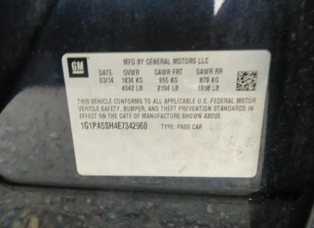 Photo 8 VIN: 1G1PA5SH4E7342960 - CHEVROLET CRUZE 