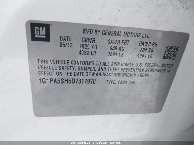 Photo 8 VIN: 1G1PA5SH5D7317970 - CHEVROLET CRUZE 