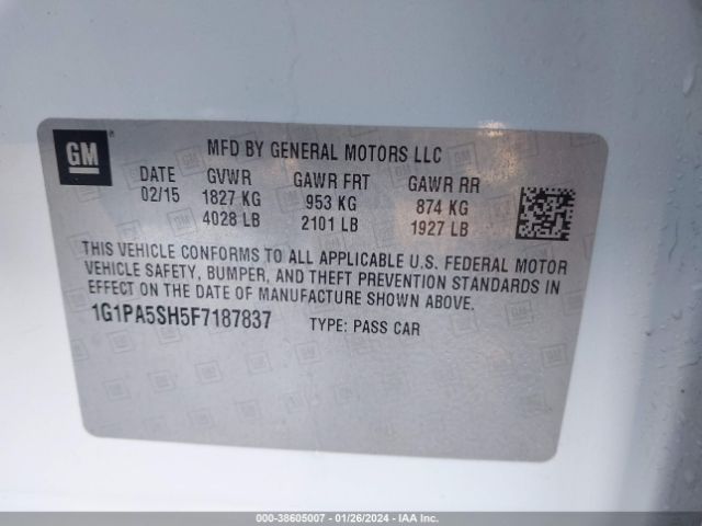 Photo 8 VIN: 1G1PA5SH5F7187837 - CHEVROLET CRUZE 