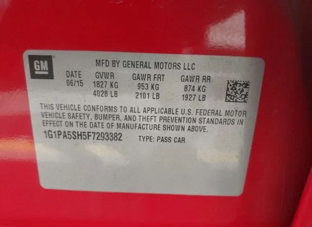 Photo 8 VIN: 1G1PA5SH5F7293382 - CHEVROLET CRUZE 