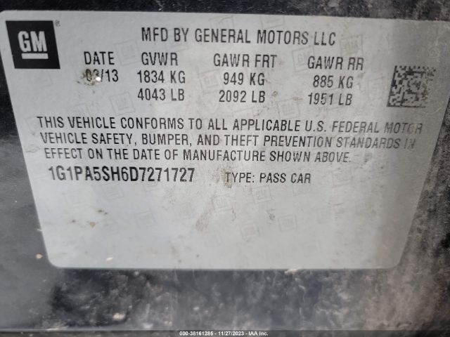 Photo 8 VIN: 1G1PA5SH6D7271727 - CHEVROLET CRUZE 