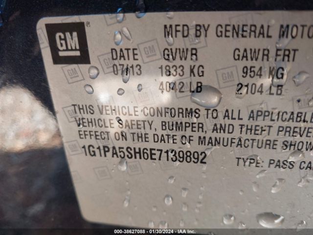 Photo 8 VIN: 1G1PA5SH6E7139892 - CHEVROLET CRUZE 