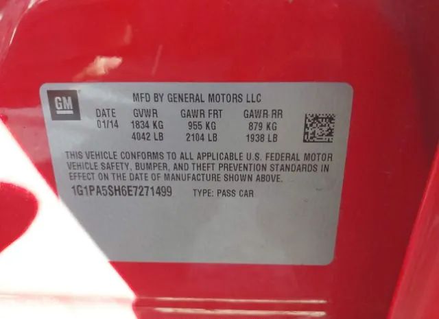 Photo 8 VIN: 1G1PA5SH6E7271499 - CHEVROLET CRUZE 