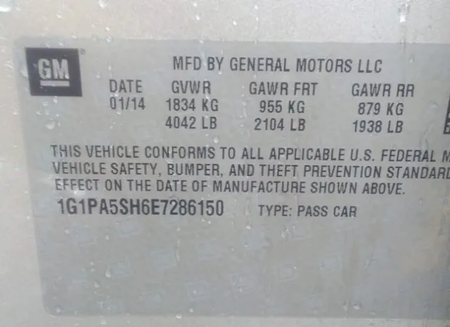 Photo 8 VIN: 1G1PA5SH6E7286150 - CHEVROLET CRUZE 