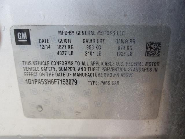 Photo 9 VIN: 1G1PA5SH6F7153079 - CHEVROLET CRUZE LS 