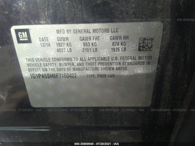 Photo 8 VIN: 1G1PA5SH6F7160422 - CHEVROLET CRUZE 