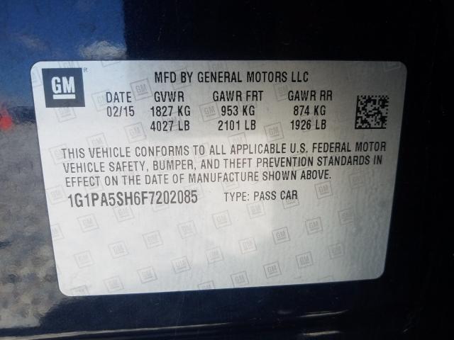 Photo 9 VIN: 1G1PA5SH6F7202085 - CHEVROLET CRUZE LS 