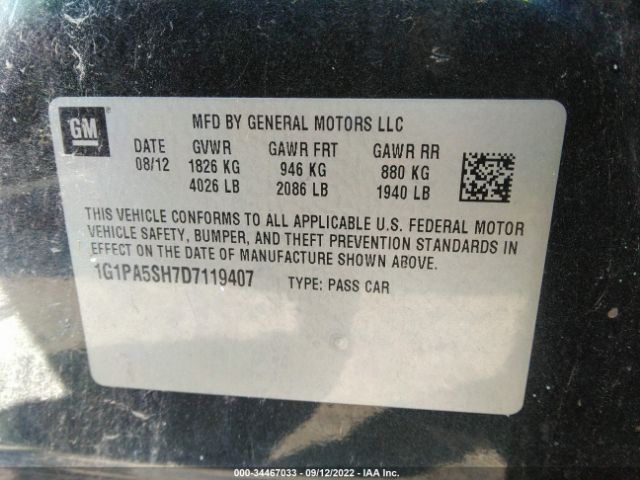 Photo 8 VIN: 1G1PA5SH7D7119407 - CHEVROLET CRUZE 