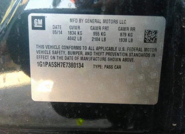 Photo 8 VIN: 1G1PA5SH7E7380134 - CHEVROLET CRUZE 