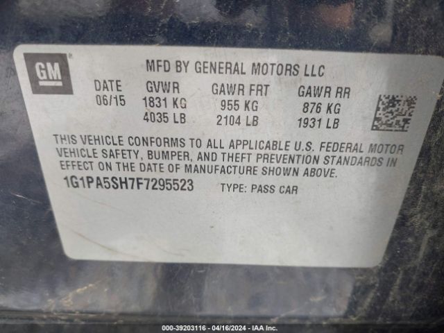 Photo 8 VIN: 1G1PA5SH7F7295523 - CHEVROLET CRUZE 