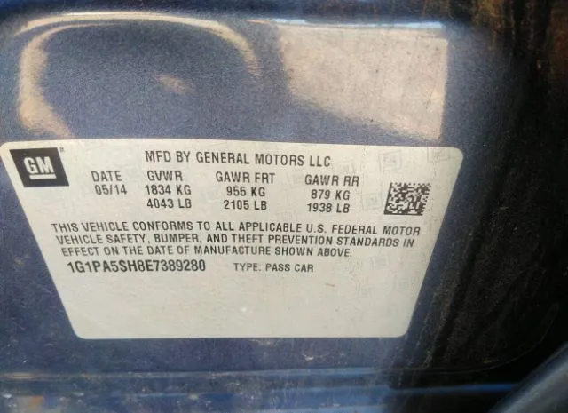 Photo 8 VIN: 1G1PA5SH8E7389280 - CHEVROLET CRUZE 