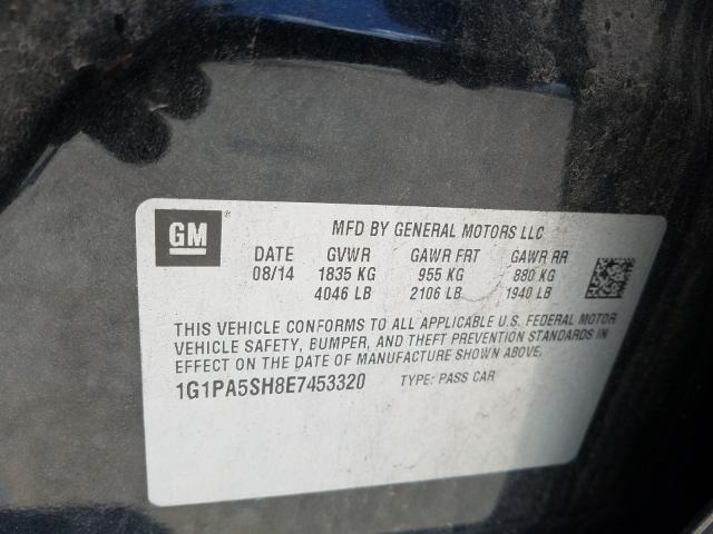 Photo 9 VIN: 1G1PA5SH8E7453320 - CHEVROLET CRUZE LS 