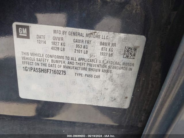 Photo 8 VIN: 1G1PA5SH8F7160275 - CHEVROLET CRUZE 