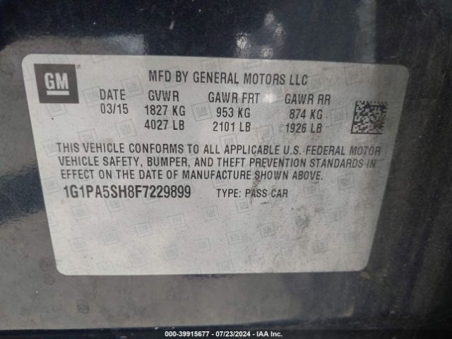 Photo 8 VIN: 1G1PA5SH8F7229899 - CHEVROLET CRUZE 