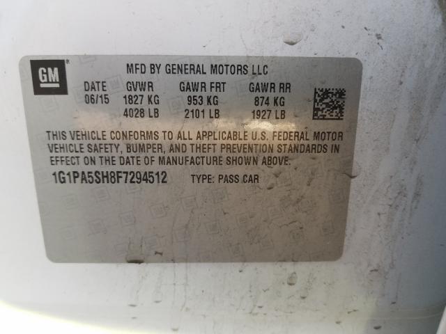 Photo 9 VIN: 1G1PA5SH8F7294512 - CHEVROLET CRUZE LS 