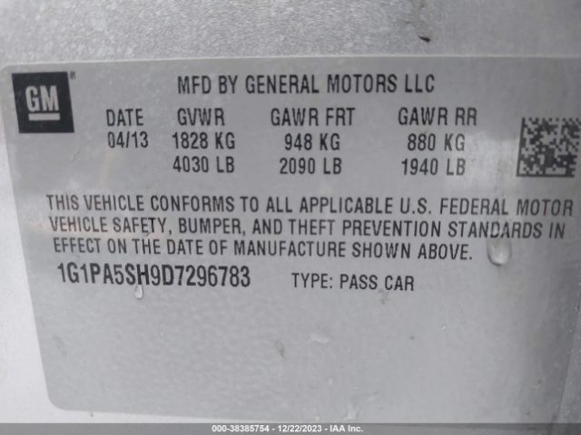 Photo 8 VIN: 1G1PA5SH9D7296783 - CHEVROLET CRUZE 