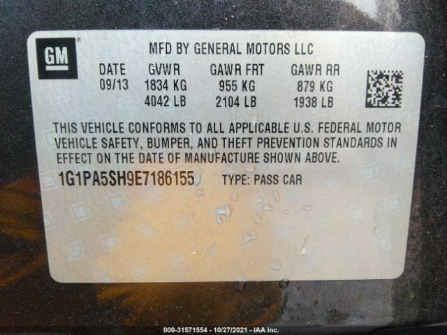 Photo 8 VIN: 1G1PA5SH9E7186155 - CHEVROLET CRUZE 