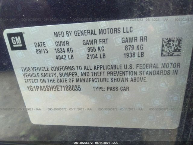 Photo 8 VIN: 1G1PA5SH9E7188035 - CHEVROLET CRUZE 