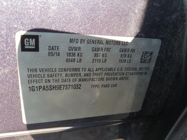 Photo 9 VIN: 1G1PA5SH9E7371032 - CHEVROLET CRUZE LS 