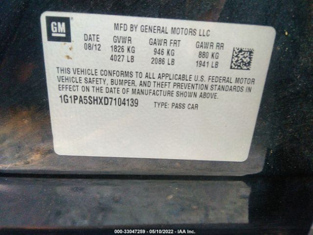 Photo 8 VIN: 1G1PA5SHXD7104139 - CHEVROLET CRUZE 