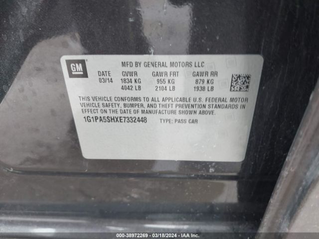 Photo 8 VIN: 1G1PA5SHXE7332448 - CHEVROLET CRUZE 