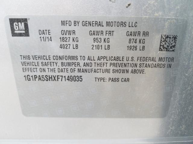 Photo 9 VIN: 1G1PA5SHXF7149035 - CHEVROLET CRUZE LS 