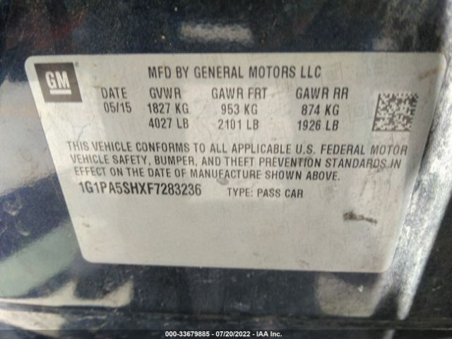 Photo 8 VIN: 1G1PA5SHXF7283236 - CHEVROLET CRUZE 