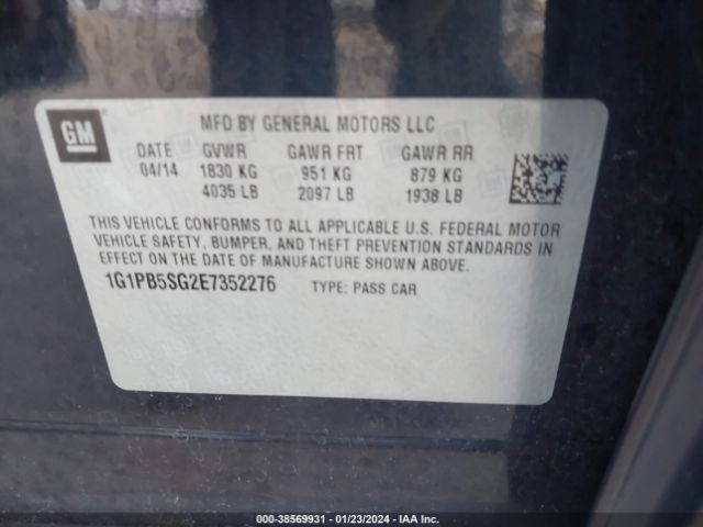 Photo 8 VIN: 1G1PB5SG2E7352276 - CHEVROLET CRUZE 