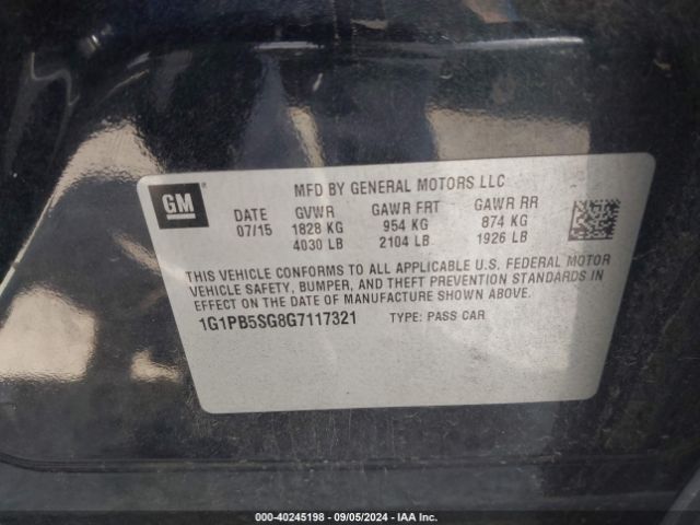 Photo 8 VIN: 1G1PB5SG8G7117321 - CHEVROLET CRUZE LIMITED 