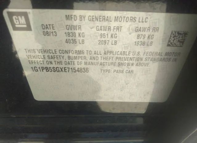 Photo 8 VIN: 1G1PB5SGXE7154836 - CHEVROLET CRUZE 