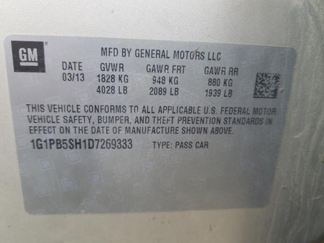 Photo 9 VIN: 1G1PB5SH1D7269333 - CHEVROLET CRUZE 