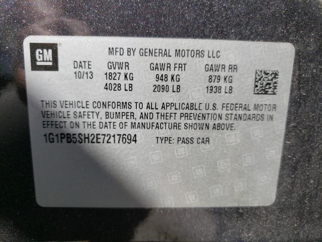 Photo 9 VIN: 1G1PB5SH2E7217694 - CHEVROLET CRUZE LS 