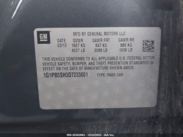 Photo 8 VIN: 1G1PB5SH3D7233661 - CHEVROLET CRUZE 