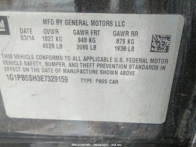 Photo 8 VIN: 1G1PB5SH3E7329159 - CHEVROLET CRUZE 