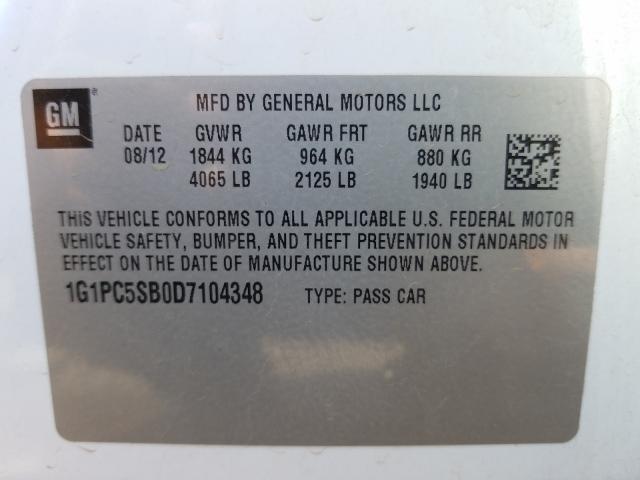 Photo 9 VIN: 1G1PC5SB0D7104348 - CHEVROLET CRUZE LT 