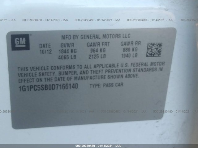 Photo 8 VIN: 1G1PC5SB0D7166140 - CHEVROLET CRUZE 