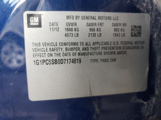 Photo 9 VIN: 1G1PC5SB0D7174819 - CHEVROLET CRUZE LT 