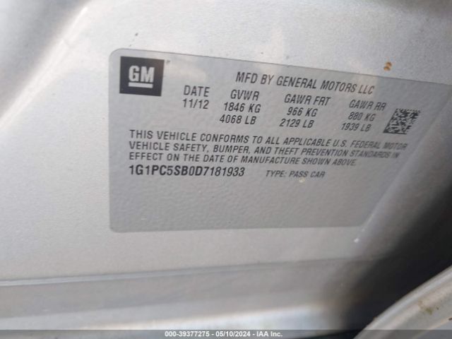 Photo 8 VIN: 1G1PC5SB0D7181933 - CHEVROLET CRUZE 