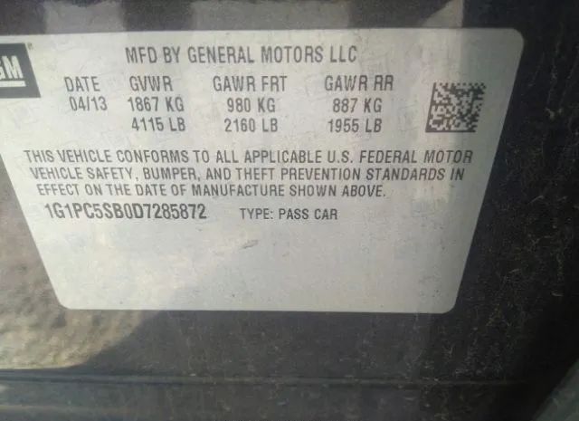 Photo 8 VIN: 1G1PC5SB0D7285872 - CHEVROLET CRUZE 