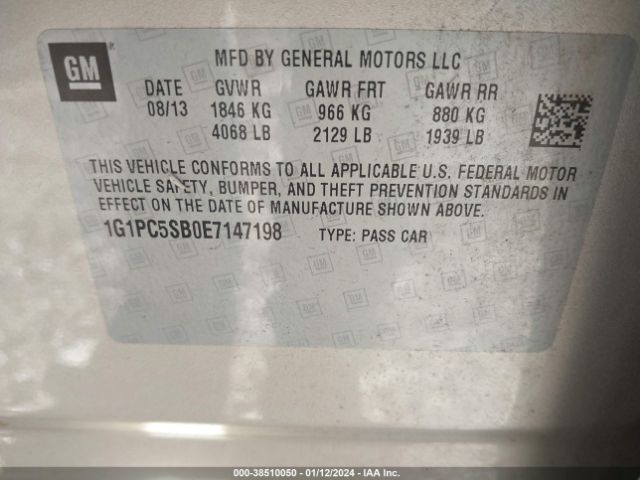 Photo 8 VIN: 1G1PC5SB0E7147198 - CHEVROLET CRUZE 