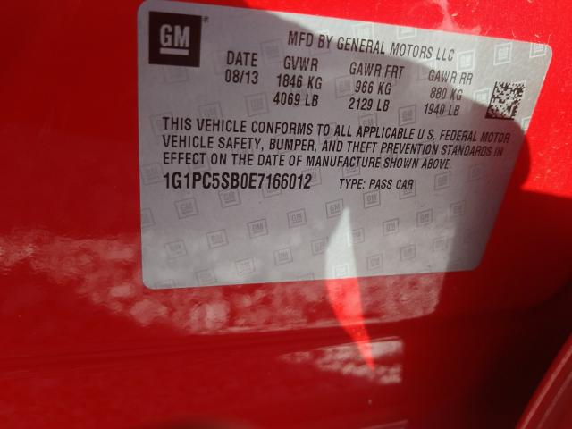 Photo 9 VIN: 1G1PC5SB0E7166012 - CHEVROLET CRUZE LT 